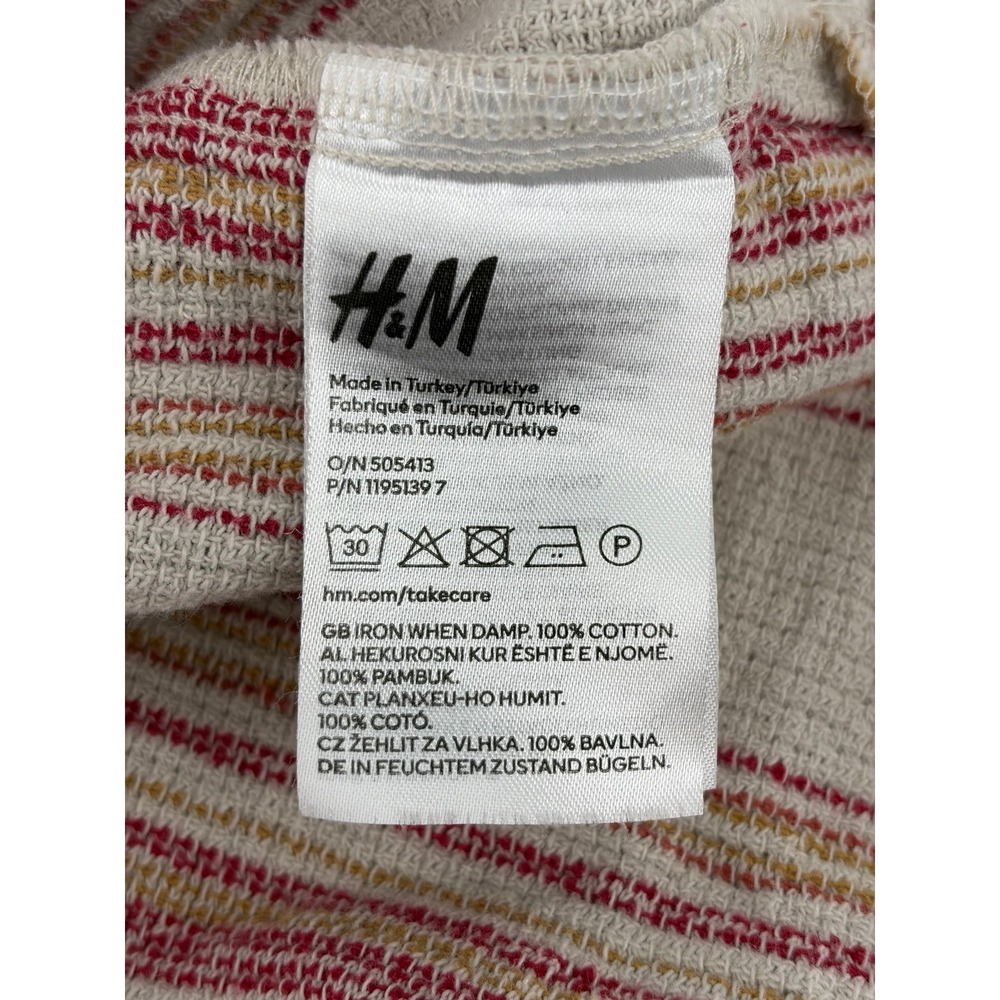 H&M Knit Button Up Shirt, Striped Short Sleeve, Textured Camp, Men's Size L S195 - Picture 6 of 7